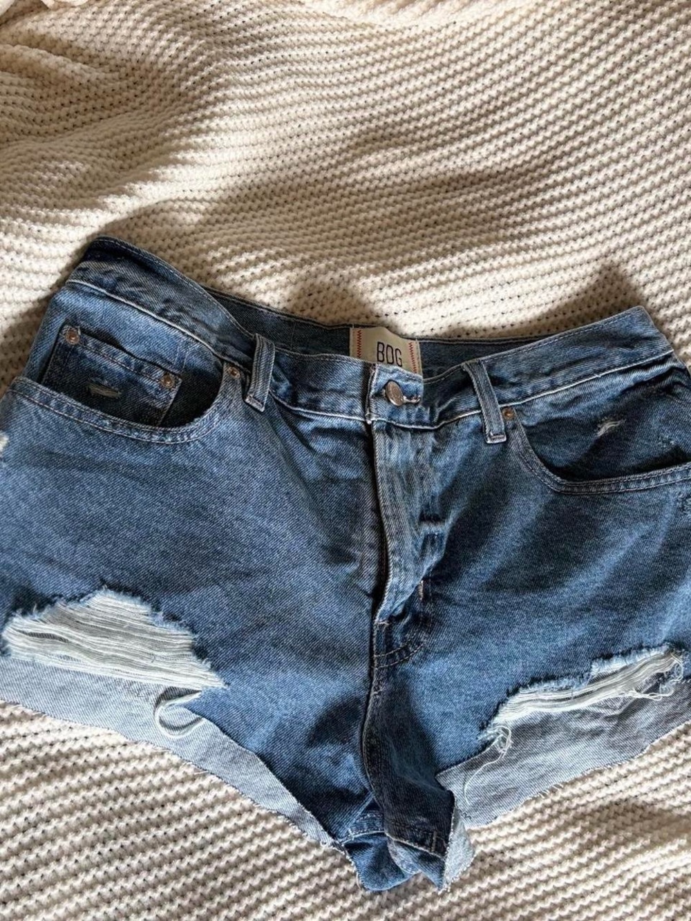 BDG Distressed Medium Blue Denim Jean Shorts